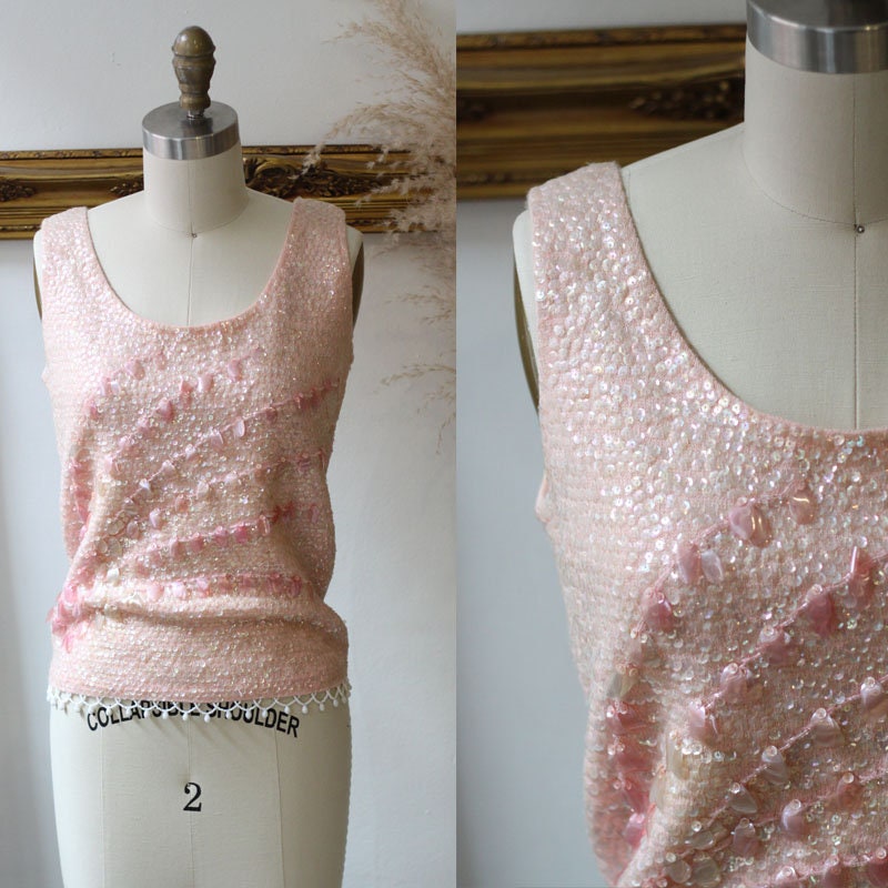 pink sequin tank top