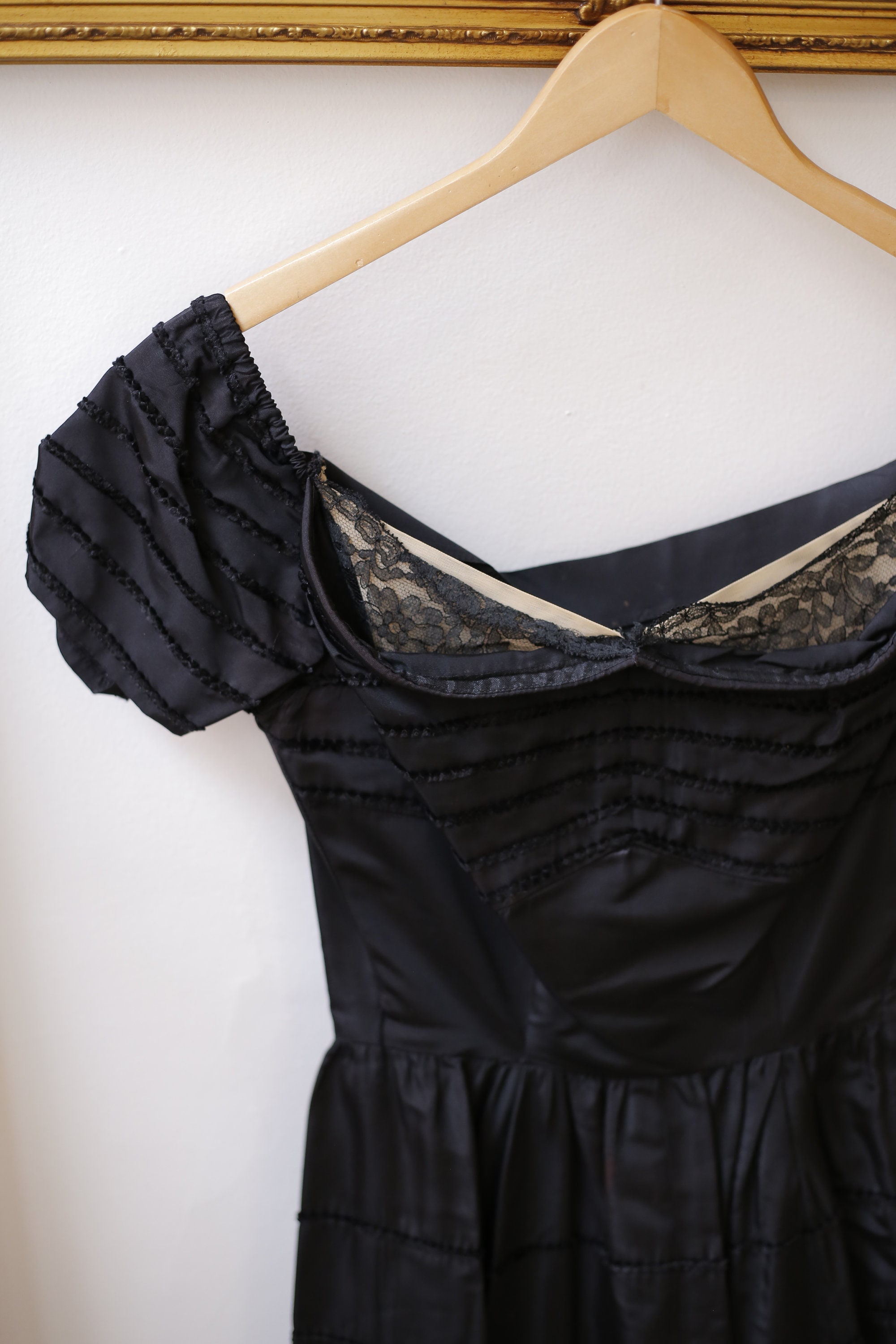 1950s black lace illusion dress 