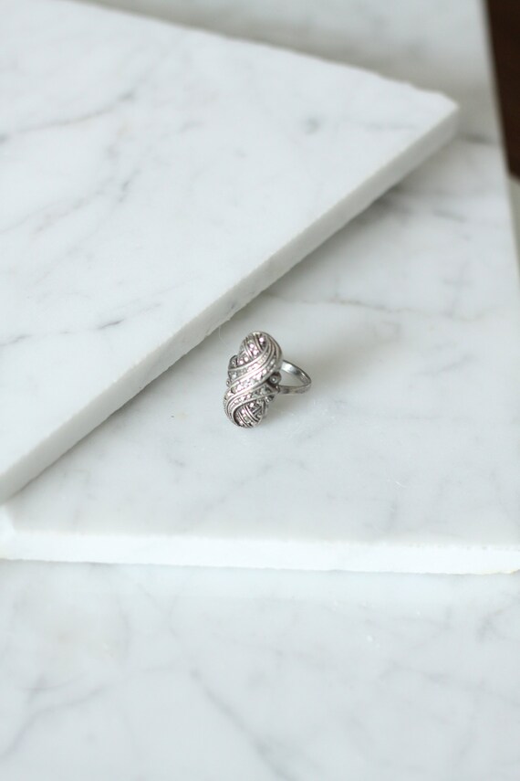 1920s silver rhinestone ring// 1920s cocktail ring