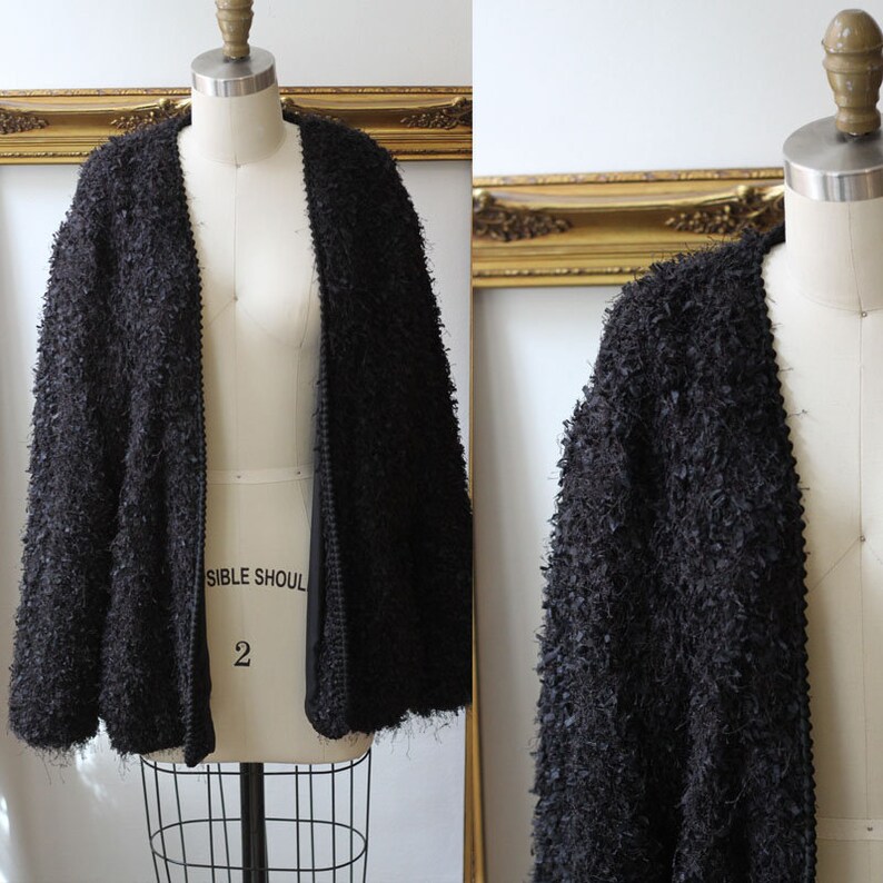 1980s black fuzzy oversized cardigan 1980s black cardigan sweater vintage sweater