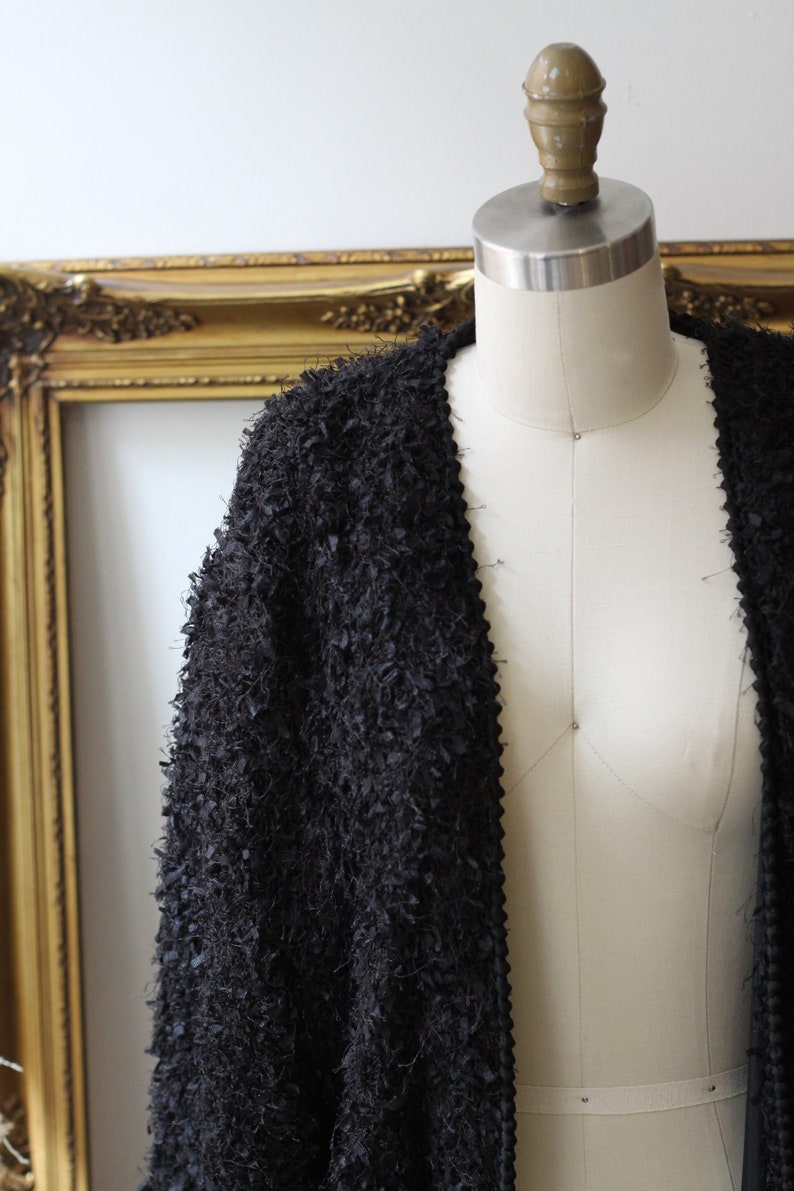 1980s black fuzzy oversized cardigan 1980s black cardigan sweater vintage sweater