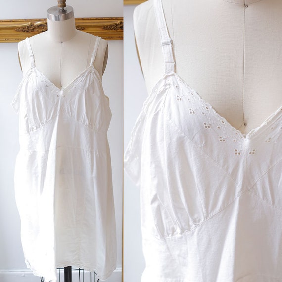 1950s cotton white slip //  1950s cotton slip // vintage lingerie