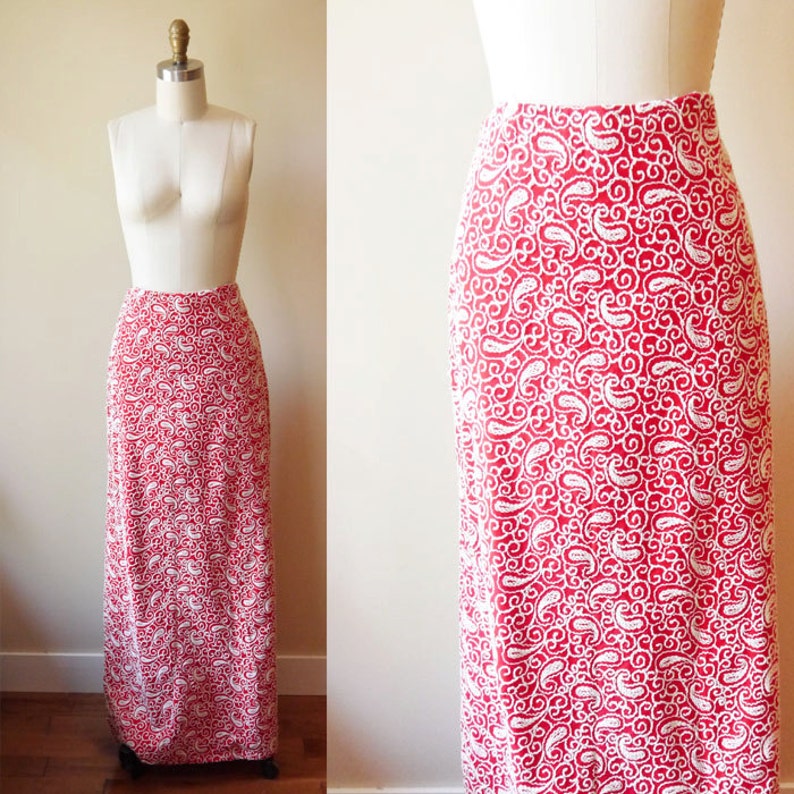 1960s embroidered maxi skirt statement vintage skirt