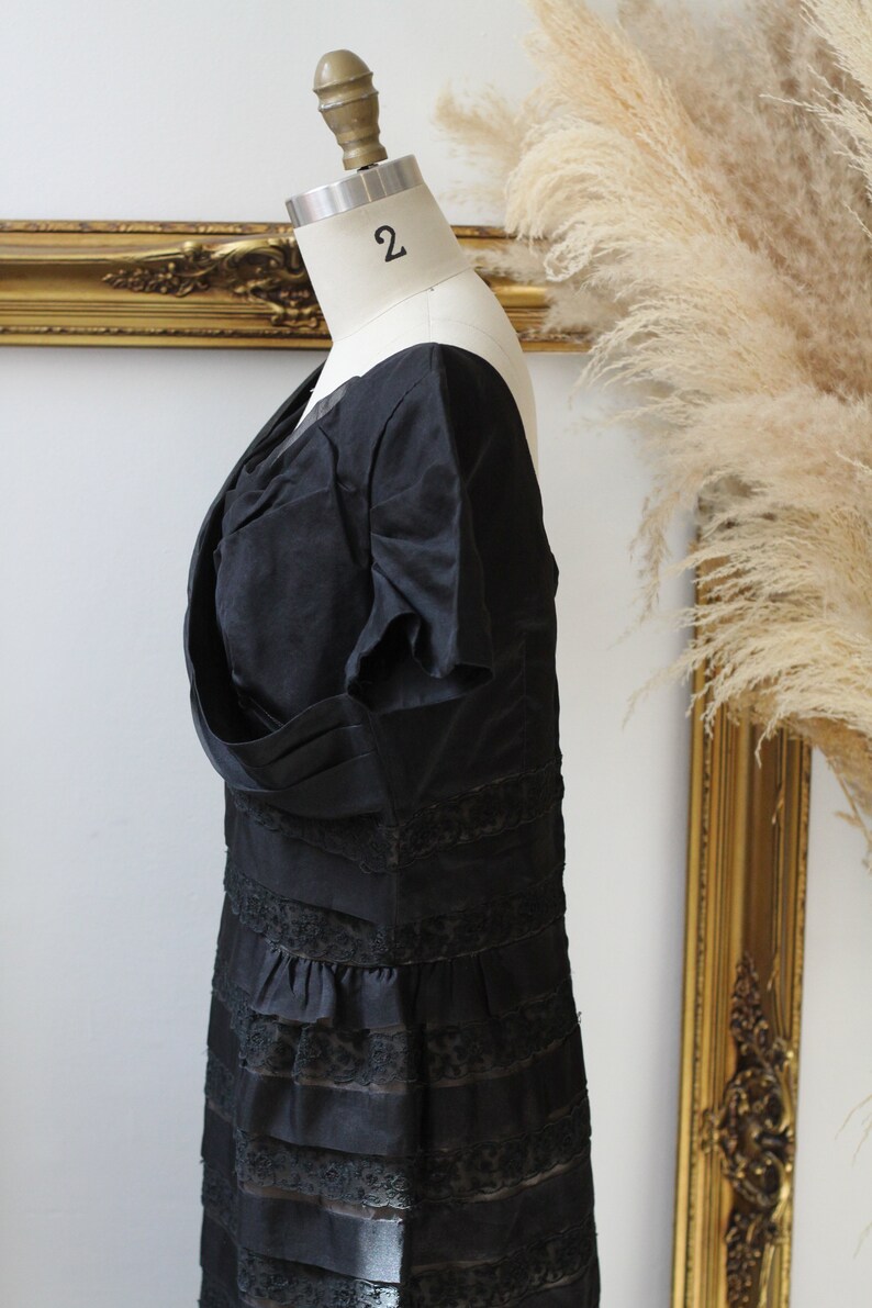 1950s tiered cocktail dress 1950s little black dress vintage wiggle dress