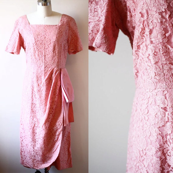 dusty pink lace dress