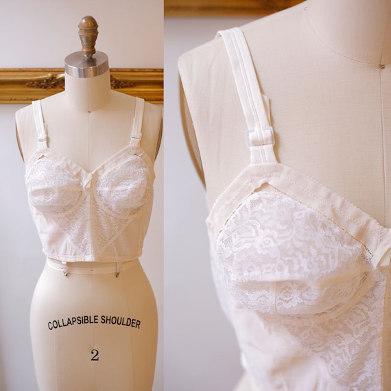 1950s full lace corset bra //1950s bra corset // Vintage Bra