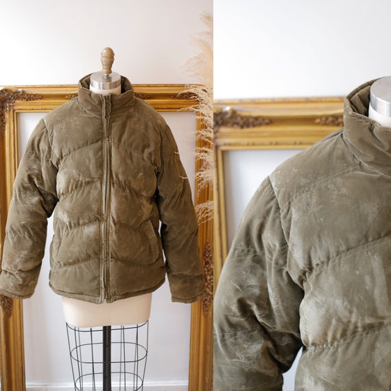 1990s army green quilted jacket //1990s bomber jac