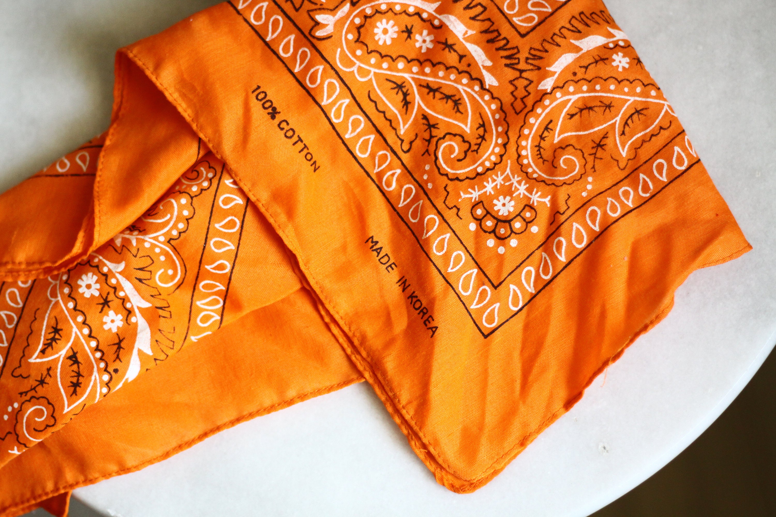 1980s orange bandana scarf // vintage neck scarf // vintage bandana