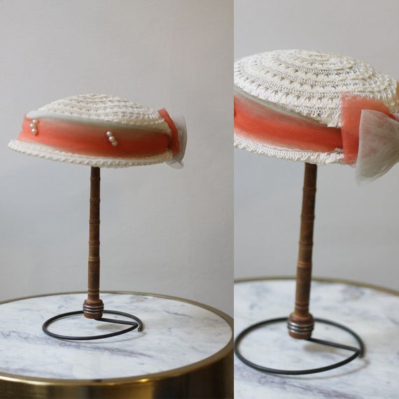 1950s white straw hat // 1950s sun hat // vintage