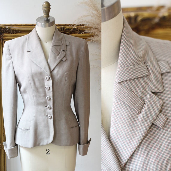 1940s checkered blazer // 1940s brown check suit j