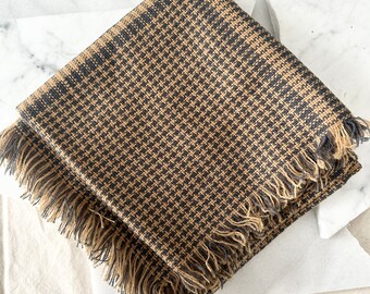 1960s houndstooth scarf // 1960s brown scarf // vintage scarf