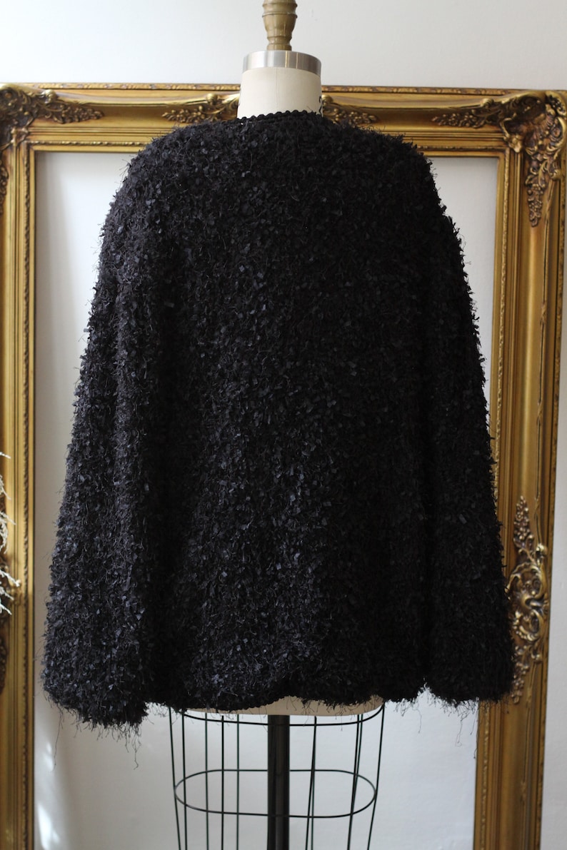 1980s black fuzzy oversized cardigan 1980s black cardigan sweater vintage sweater