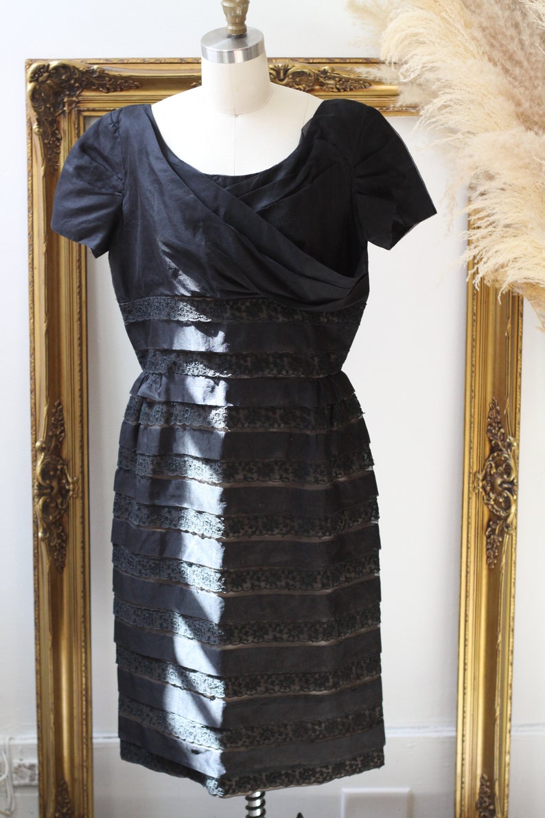 1950s tiered cocktail dress 1950s little black dress vintage wiggle dress