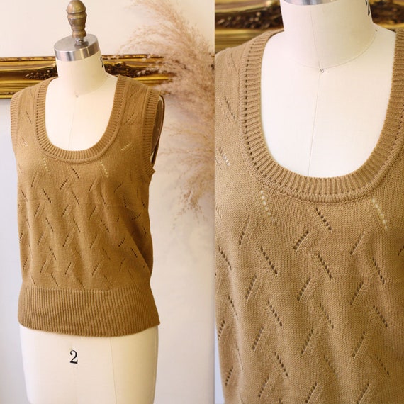 1970s brown knit vest // 1970s boho vest // vintag