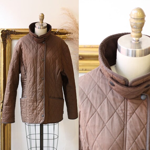 1990s quilted Barbour jacket //brown quilted jack