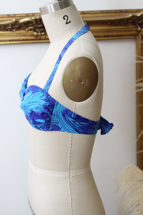 1980s Blue Floral Bikini Vintage Bikini Swimsuit … Gem