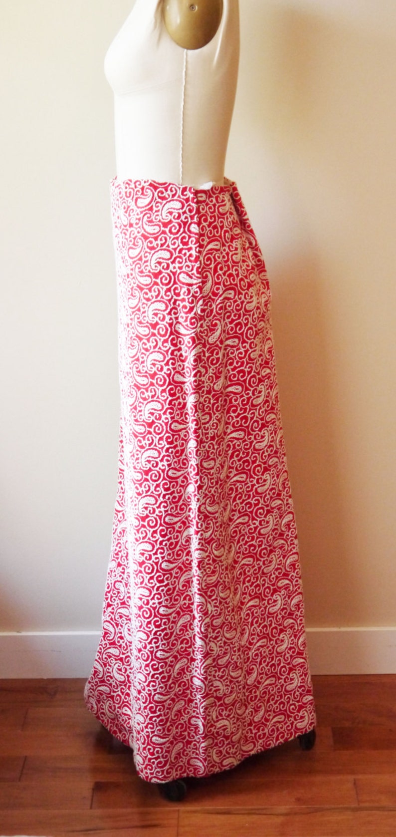 1960s embroidered maxi skirt statement vintage skirt
