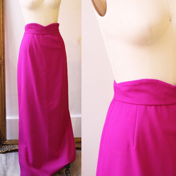 1960s fuchsia maxi skirt // 1970s fuchsia pink max