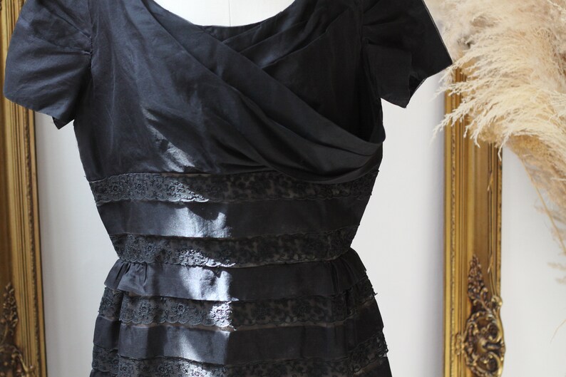 1950s tiered cocktail dress 1950s little black dress vintage wiggle dress