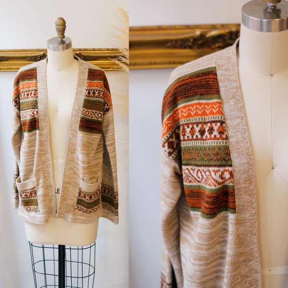 1970s brown wrap Sweater // 1970s cardigan // vint