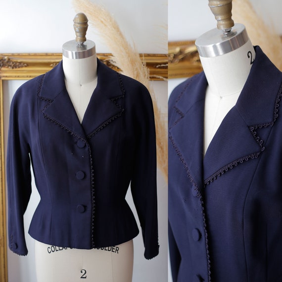 1940s navy blue blazer // 1940s suit jacket // vin
