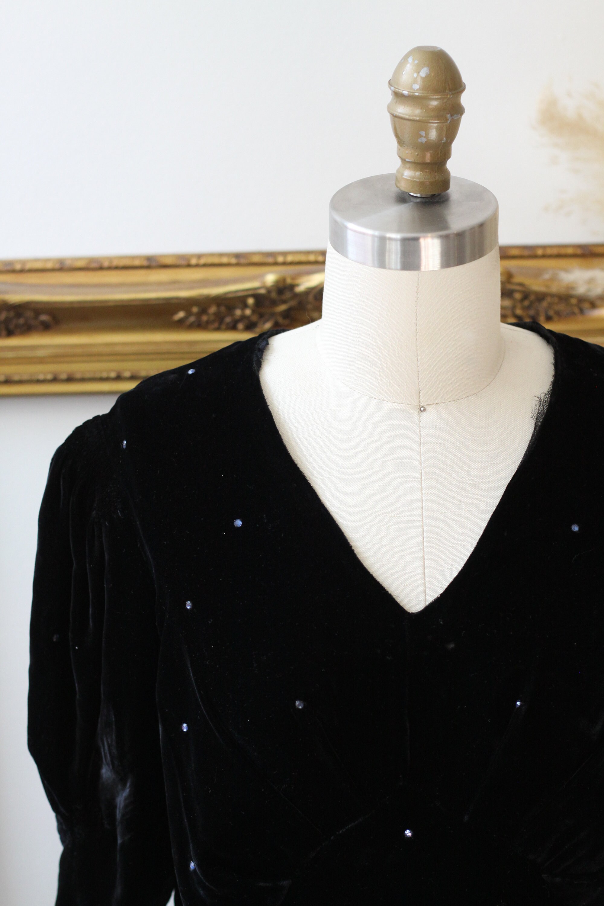 black velvet dress with rhinestones