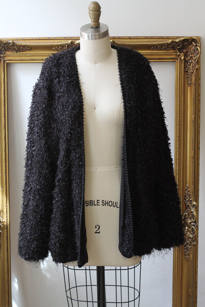 1980s black fuzzy oversized cardigan 1980s black cardigan sweater vintage sweater