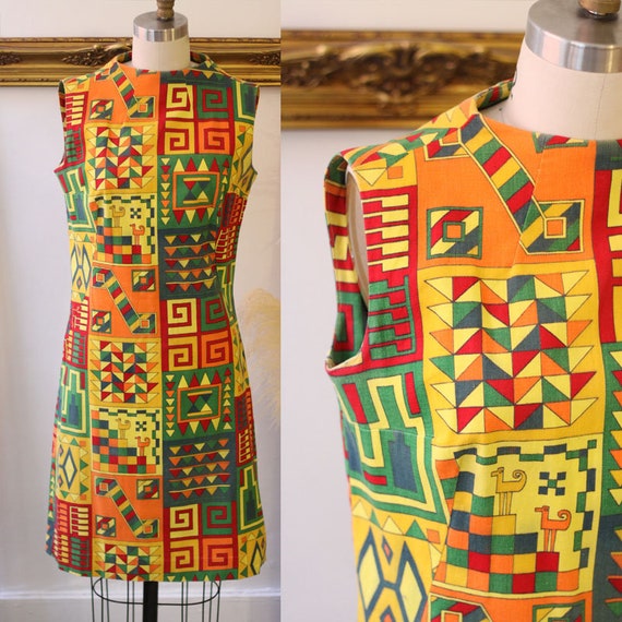 1960s egyptian revival mod dress // 1960s mod dres