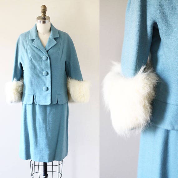 1950s Jackie O Suit // 1950s vintage fur suit // v