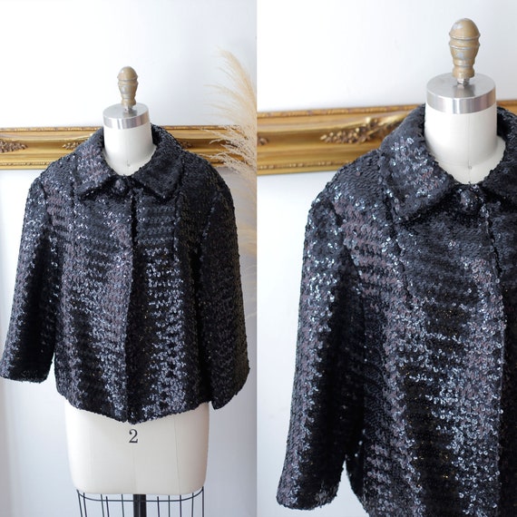 1980s black sequin blazer // vintage sequin blazer