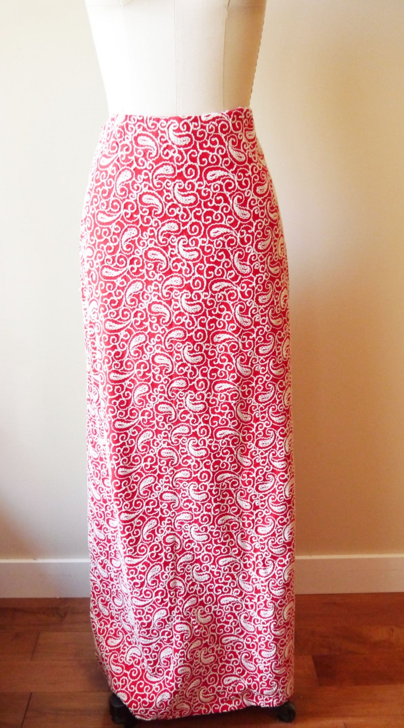 1960s embroidered maxi skirt statement vintage skirt