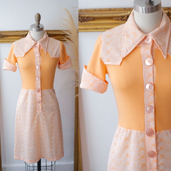 1960s orange mini dress // 1970s orange mini dress