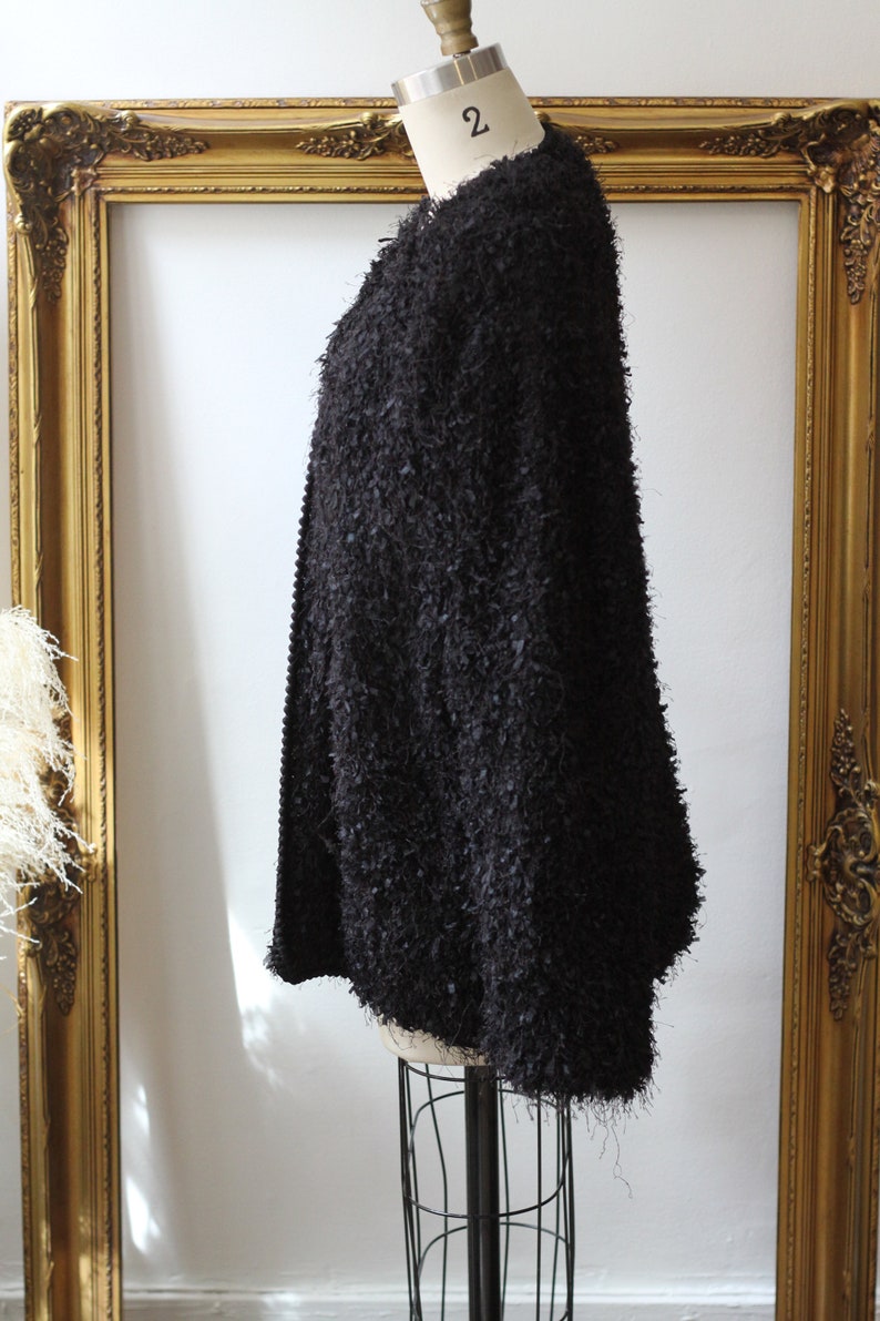 1980s black fuzzy oversized cardigan 1980s black cardigan sweater vintage sweater