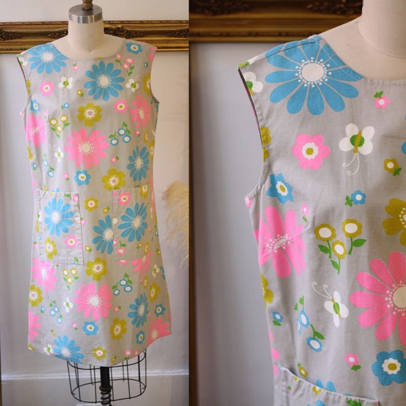 1960s mod floral shift dress // 1960s mod dress //