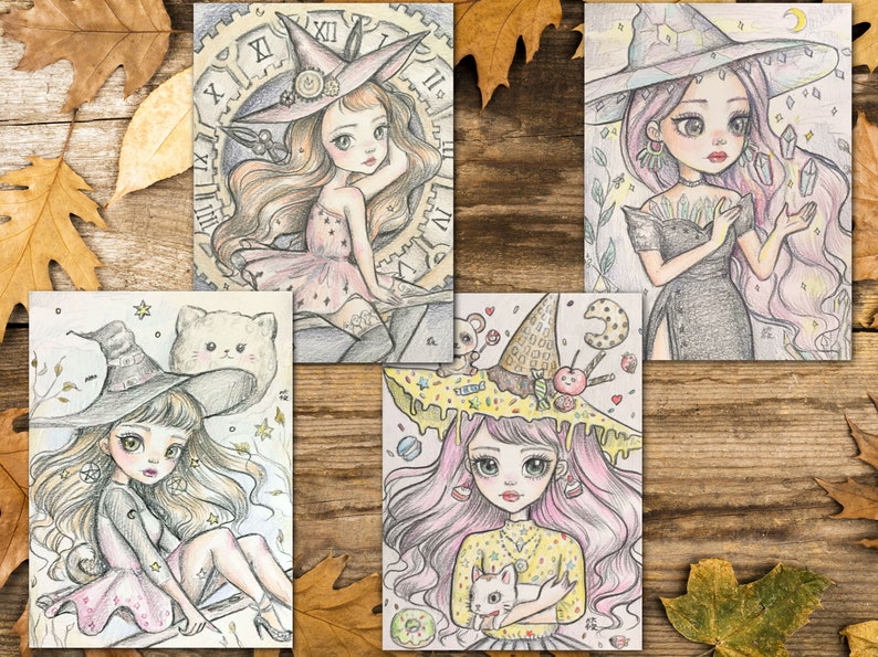 Set of 4 ACEO ATC Artists Trading Card Fantasy Art Etsy
