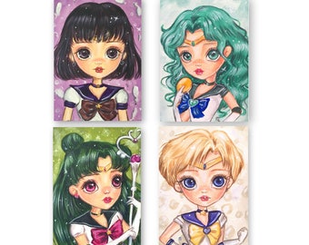 ACEO ATC Artists Trading Card - Sailor Moon Soldiers Collection (2.5x3.5") Mini Print of Original Art by Nicole Chen