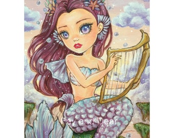 5x7" Fine Art Print, Original art, "Mermaid Carmita", Glossy Premium heavy weight, acid-free Under the Sea