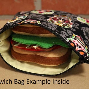 Odds and Ends, Juego de 5 sacos de bocadillos o bolsas de sándwiches, Bolsas de bocadillos, Bolsas de almuerzo reutilizables, Almuerzo sin desperdicios, Lavable a máquina imagen 8