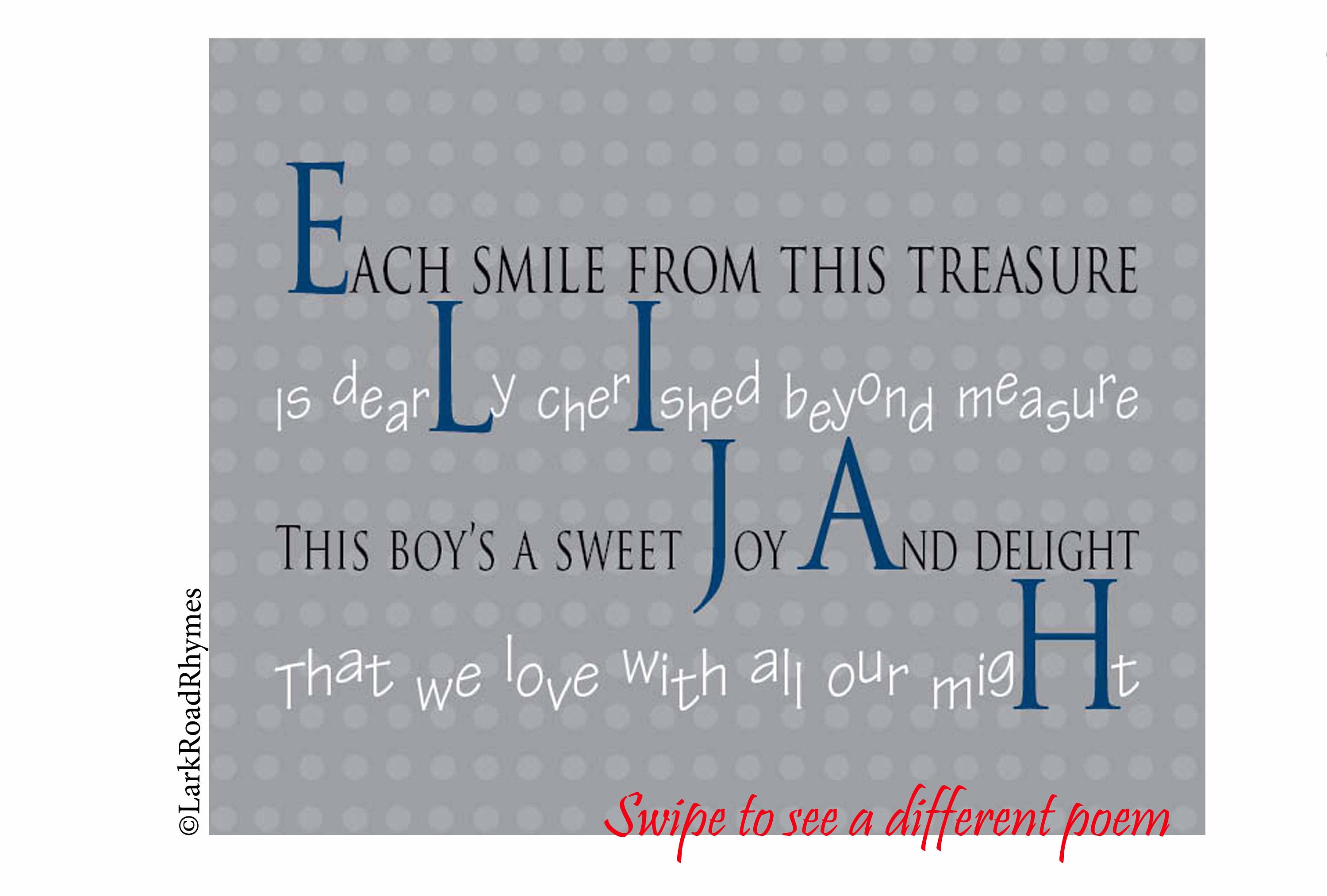 Custom Baby Name Print 8x10 Printable Boy's Nursery Poem | Etsy