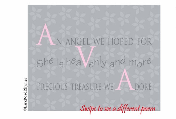 Baby Name Poem For Girl 8x10 Print Personalized For Ava Etsy