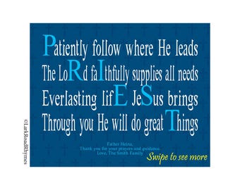 Personalized Priest Gifts, 8x10 Catholic Ordination Print, Coworker Leaving, Happy Retirement, Custom Graduation Poem, New Job Wall Art