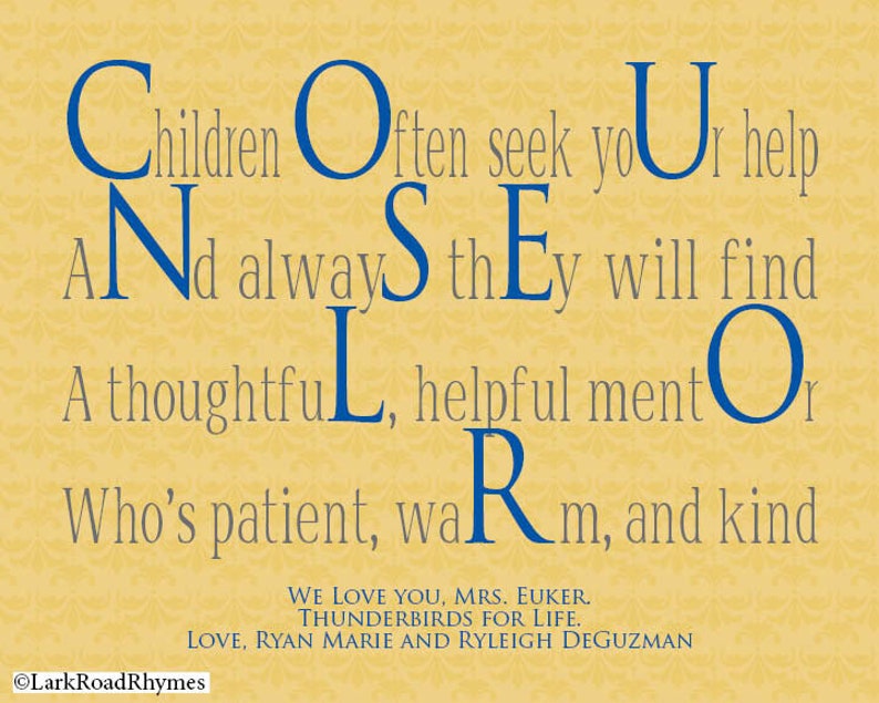 School Counselor Poem Print 8x10 Personalized Office Decor Etsy