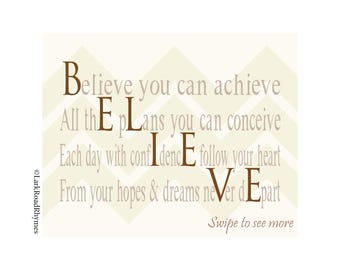 Meaningful Art For Office, 8x10 Personalized Graduation Poem, Positive Energy Wall Art, Custom Believe In Yourself Decor, Inspirational Art