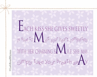 1st Birthday Baby Keepsake Gift Baby Name Art First Birthday Girl Gift Nursery Decor Girl Baby Girl Name Art Personalized Poem 8x10 Emma