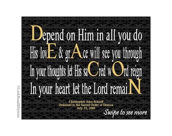 Personalized Deacon Gifts, 8x10 Ordination Print, Coworker Leaving or Happy Retirement or Custom Graduation Poem, New Job Promotion Wall Art