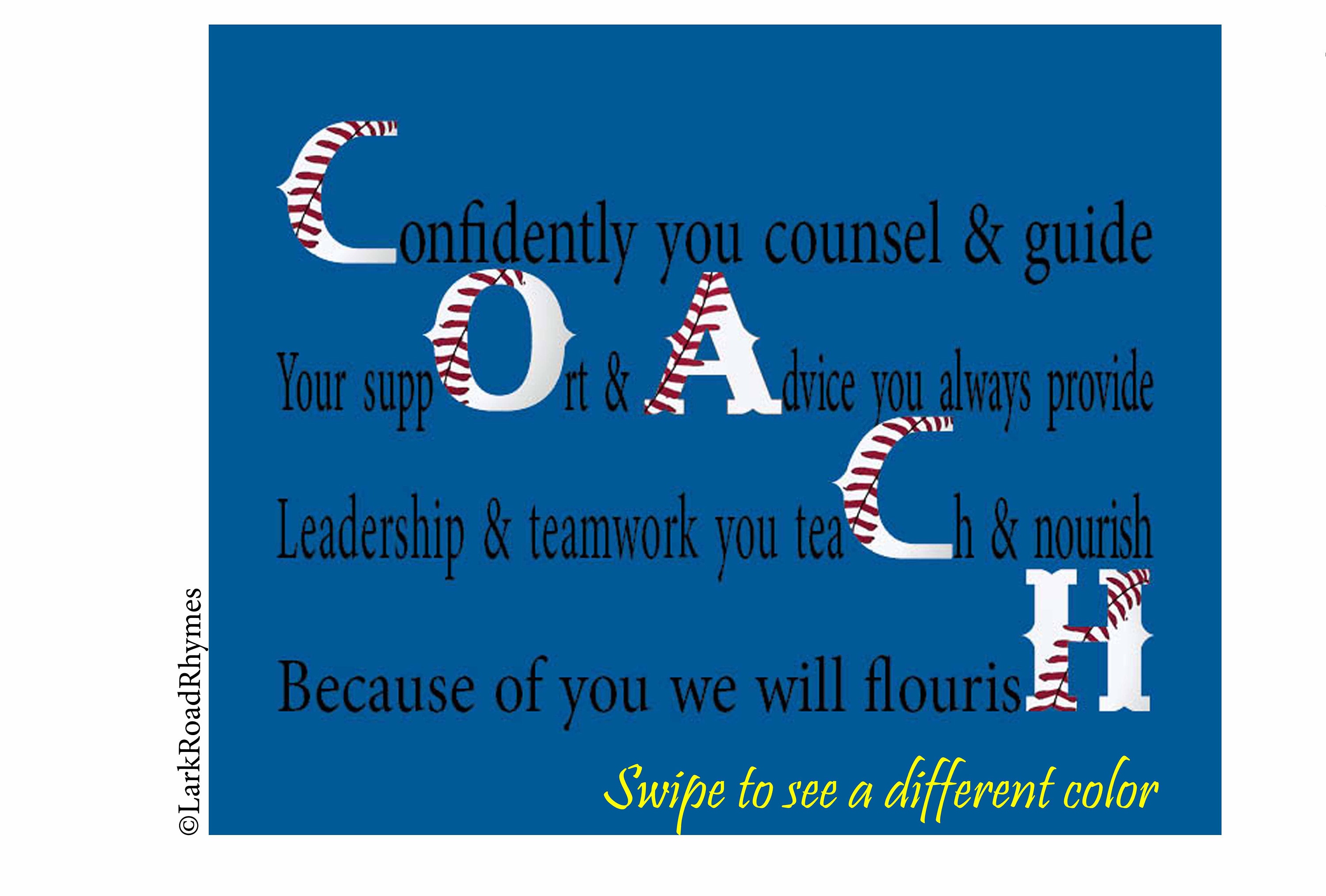 Baseball Coaches Gift 8x10 Poem Print Word Art For Office Etsy