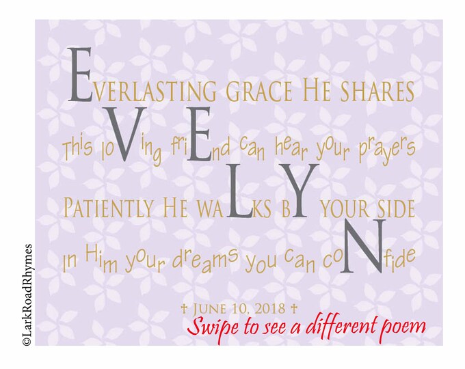 Personalized Baby Girl Baptism Print 8x10 Christening Name Etsy