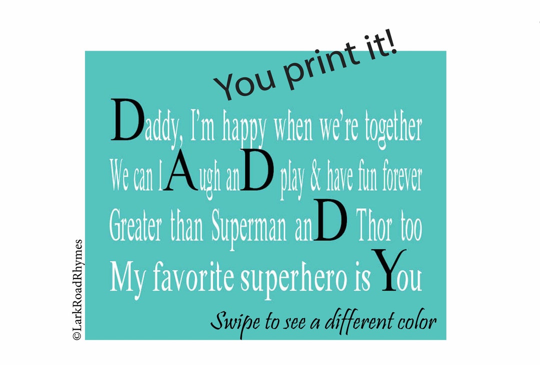 New Dad Poem From Baby Daughter or Son, 8x10 Daddy Birthday Present ...