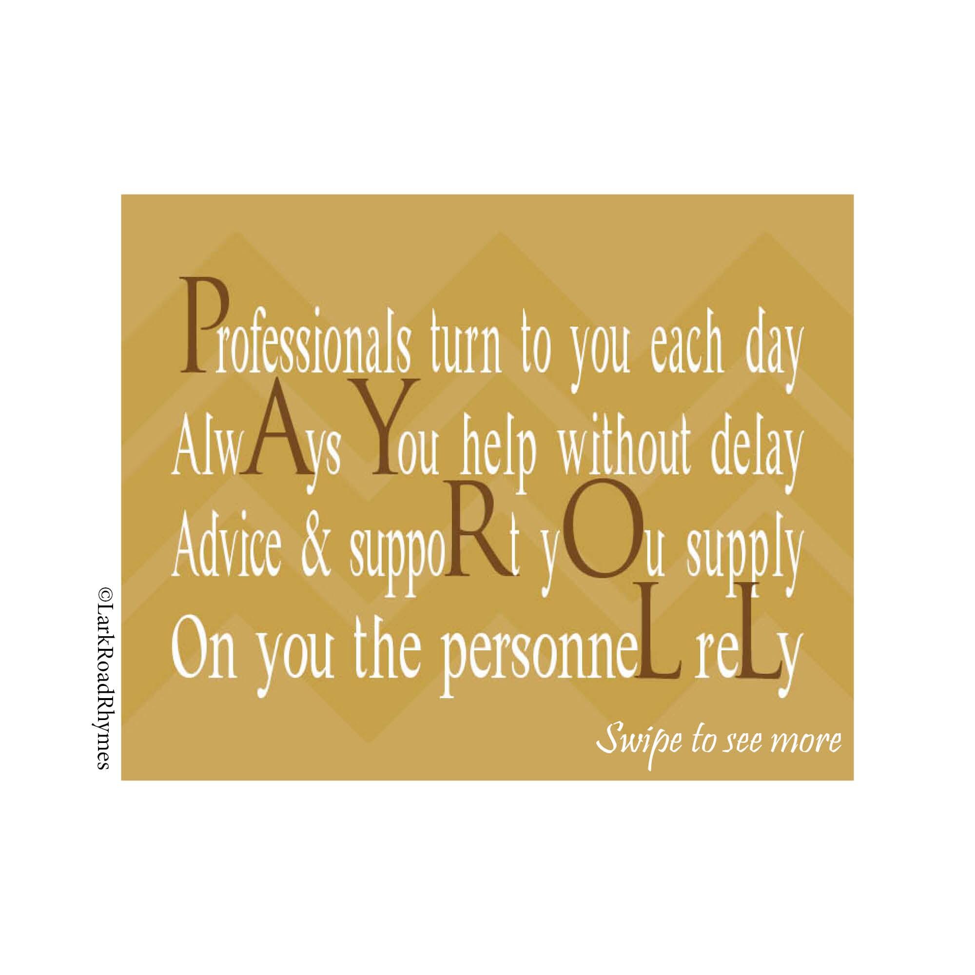 National Payroll Week Gifts, 8x10 Personalized Staff Appreciation Print, Custom Coworker Leaving Retirement Poem, New Job Promotion Wall Art