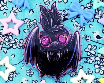 Mothman Pin, Cryptid Pin, 3.5" Acrylic Pin, Goth Pin, Cute Cryptid, Monster Lover, Creepy Cute Gift, Cute Mothman Badge, Mothman Gift